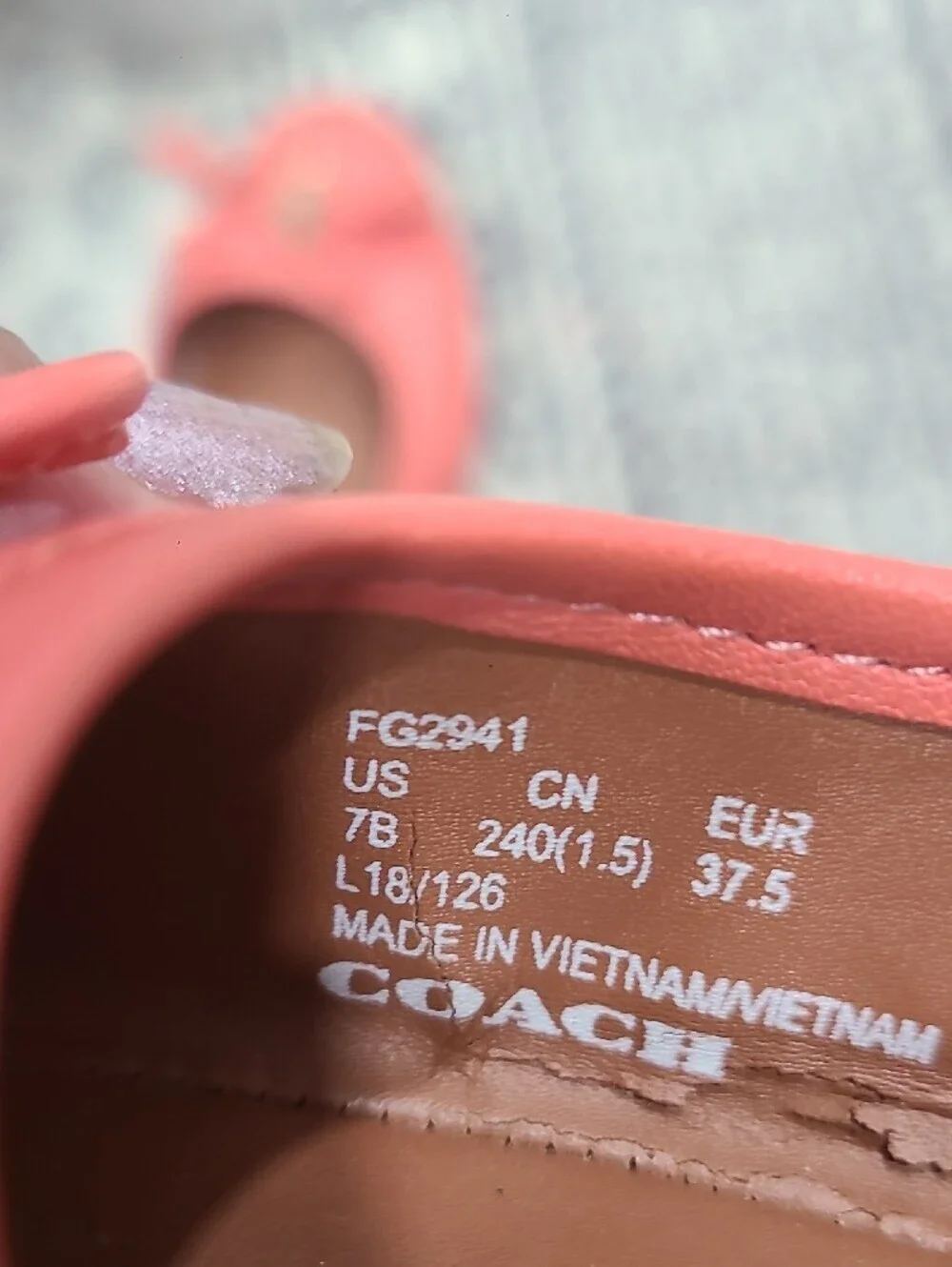 Coach Coral Pink Leather Ballet Flats with Tassel Bow